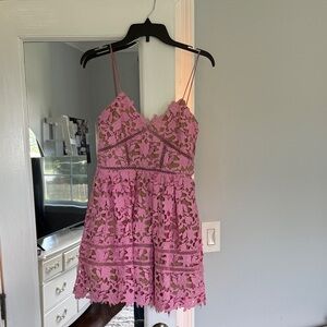 Self-Portrait Pink Lace Mini Dress